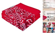 Classic Paisley Bandanas - 3 Pack Gift Set, 100 Cotton, 22x22 Inches Red