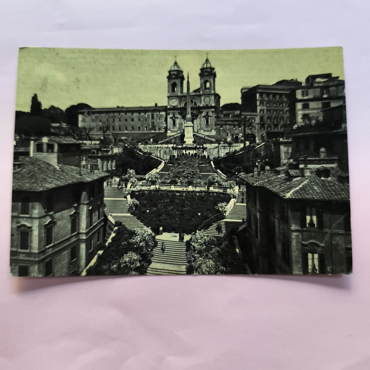ROMA PIAZZA DI SPAGNA - TRINITA' DEI MONTI - CARTOLINA  - VINTAGE POSTCARD