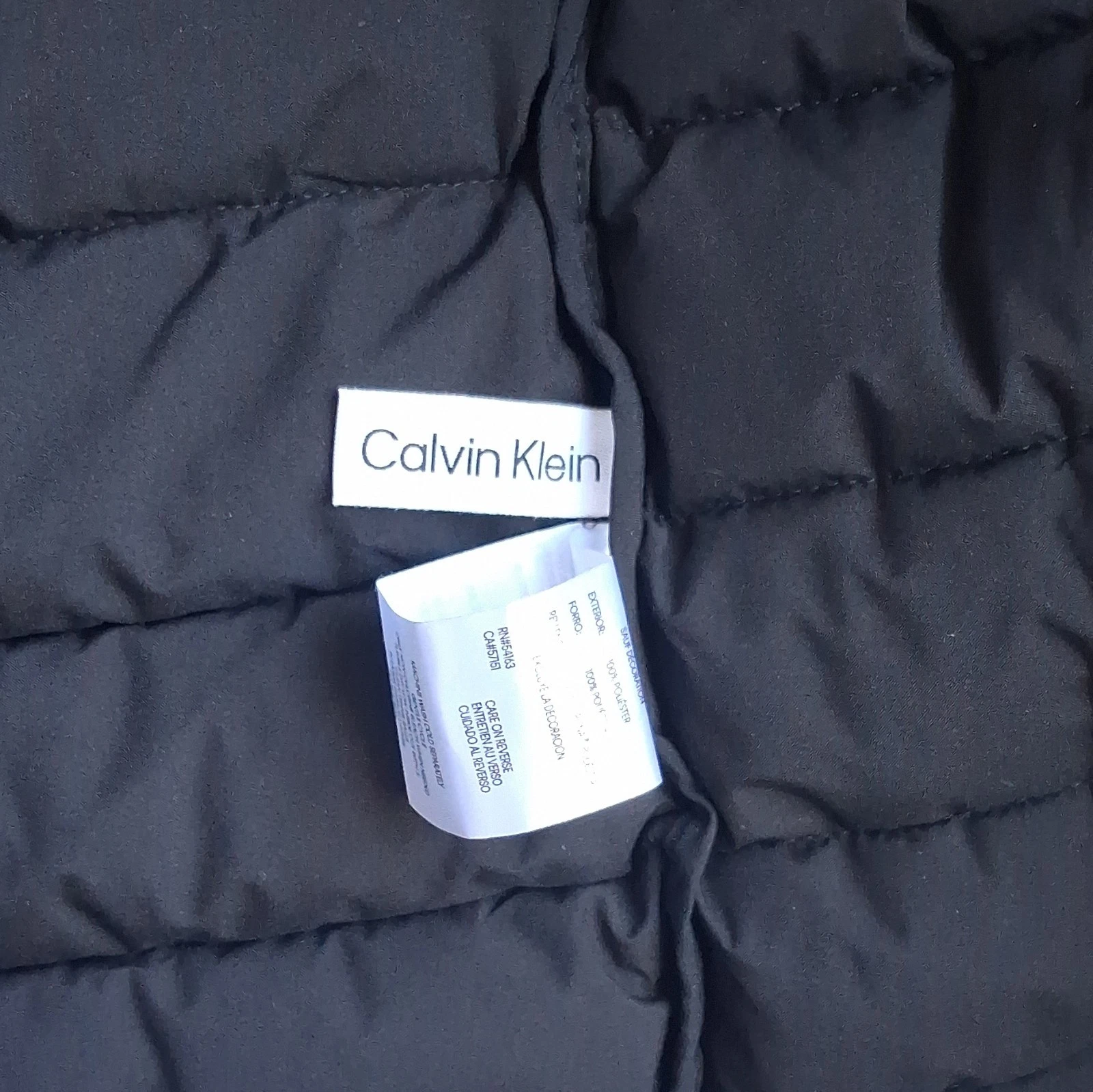 Calvin Klein Men's Black Quilted Puffer Vest Full Zip Stand Collar Size L image 3