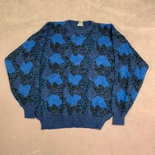 Vintage Knitted Jumper Abstract Patterned Grandad Knit Sweater Men's L