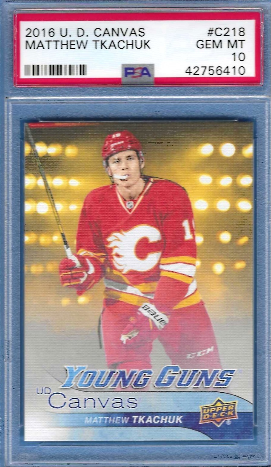 2016-17 UD Canvas Young Guns Matthew Tkachuk #C218 PSA 10 Rookie RC