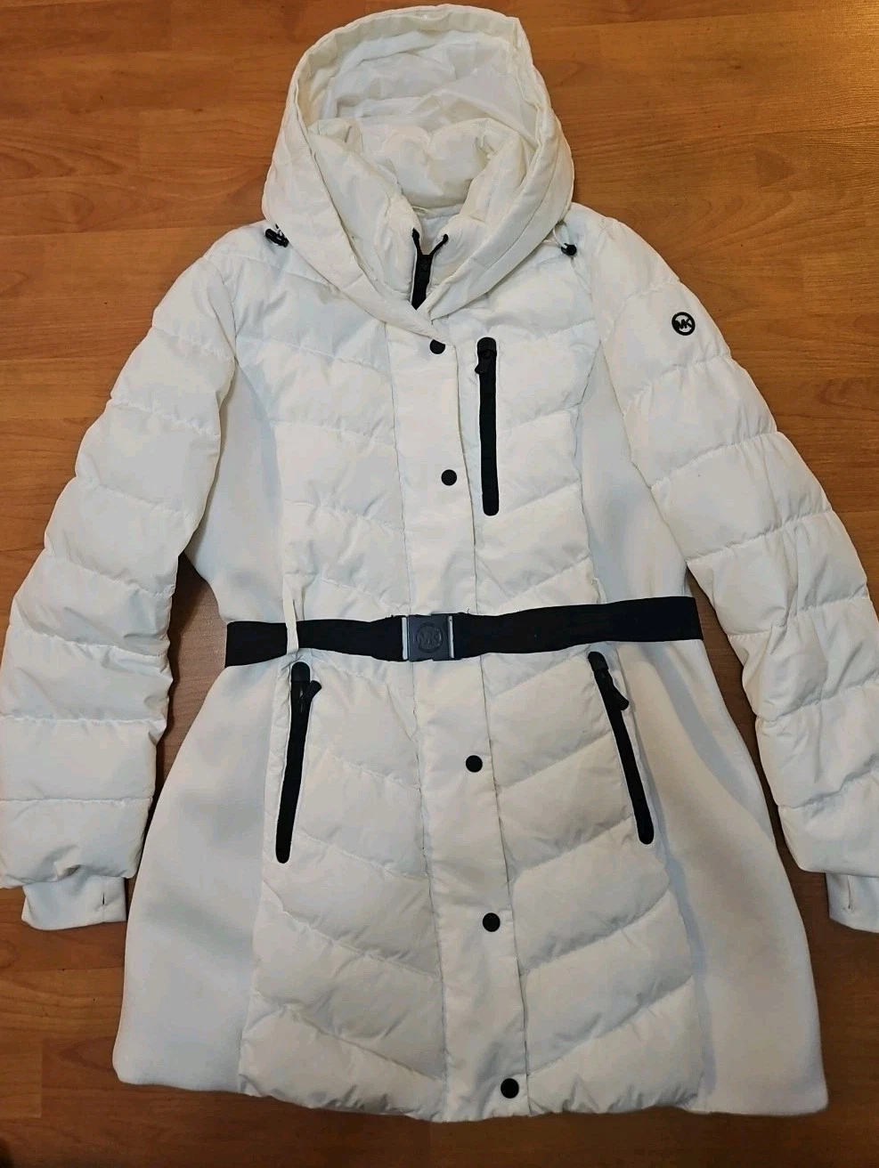 Michael Michael Kors Giacca Imbottita con Cappuccio Puffer Donna Tg L Bianco