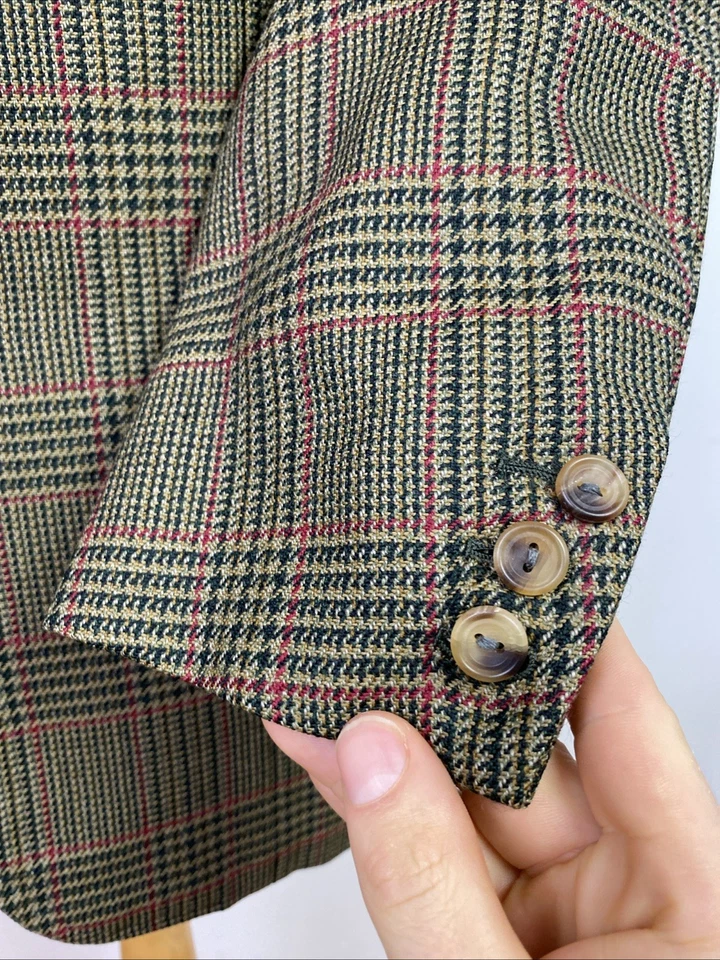 Huntsman & Sons Savile Row 40S POW Check Tweed BESPOKE Sport Coat Jacket Canvas - Image 3 of 4