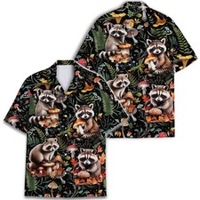 Funny Racoon Mushroom Tropical Beach Vacation Summer Hawaiian Shirt