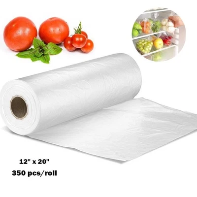 16 Rolls 12" x 20" Plastic Produce Clear Bag on a Roll - Fruit Vegetable Storage