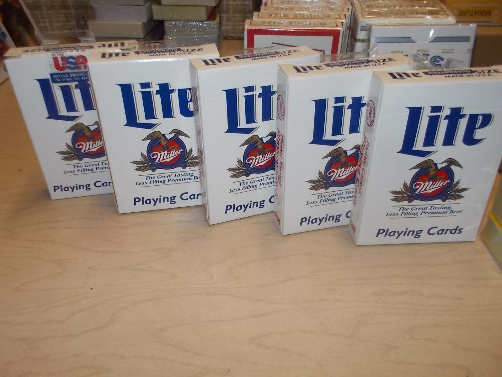 Lot of 5 Miller Lite Playing Cards Decks Hoyle Sealed NOS Breweriana
