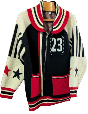 Jaded London Varsity Cardigan Zip Sweater S/M 100% Multi Black Red