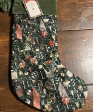 John Derian X  Target Green w/ Sequins Toy Print 20”  Stocking NWT