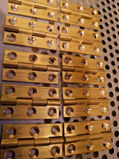 11/2" [40mm] X 7/8" Flat as Pics Solid Drawn Brass Hinges. Qty 10 pr Inc Screws.