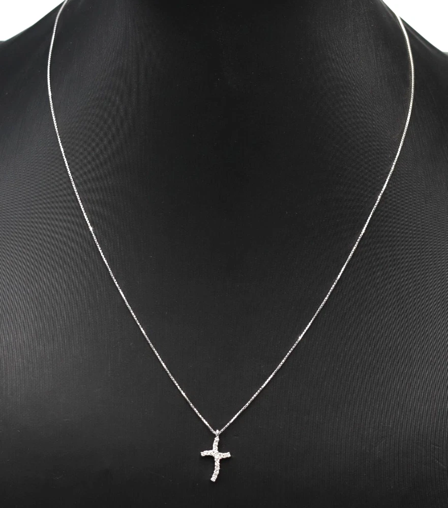 Collana Catena Perlina Taglio Diamante In Oro Bianco 14K - Larghezza 1,2 Mm - Scegli La Lunghezza (40/45/50 Cm)