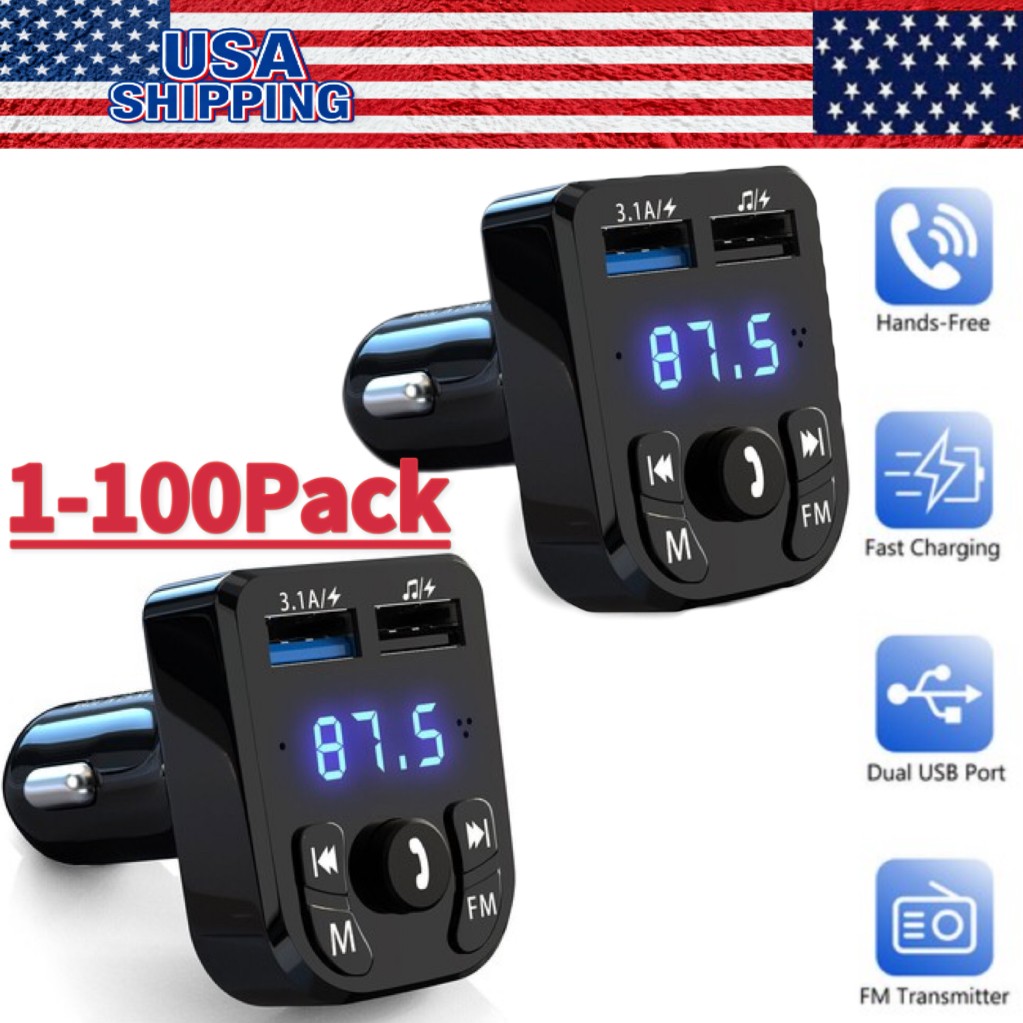 Bluetooth 5.0 Car Wireless FM Transmitter Adapter 2USB PD Ch