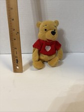 Valentine Winnie the Pooh Heart Sweater Disney Plush Bean Bag Stuffed Bear 8"