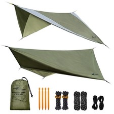 Hammock Rain Fly, 11 x 9 ft Waterproof Tarp with Doors, Lightweight & UV Prot...