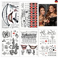 5 Blatt Joker Tattoos Halloween,Clown TemporäRe Tattoo, Joker Tattoo Aufkleber,