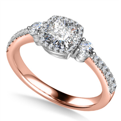 14K Rose Gold Cushion Cut Lab Grown Solitaire Ring for Women