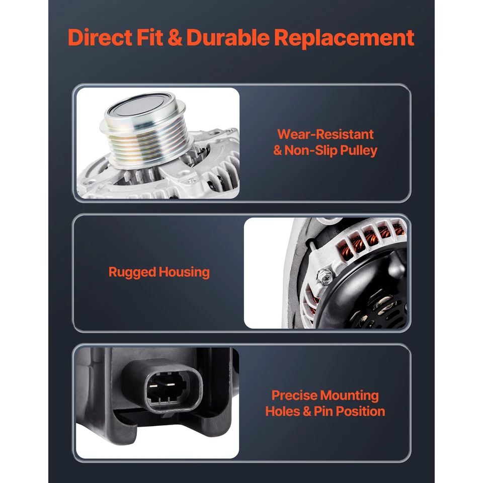 New Alternator for Chevy Silverado/GMC Sierra 1500/2500HD/3500HD 14-19 5.3/6.6L Foto 4 de 4