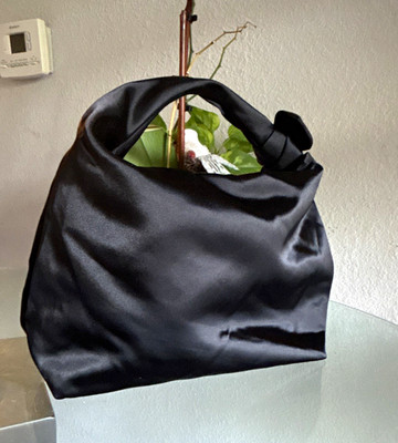 COS Black Quilted Crescent  Bag Zip Top Handle Bow 