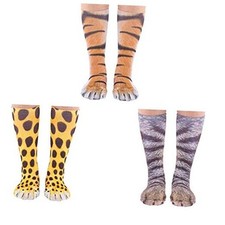 3 pairs Animal Paw Socks 3D Print Funny Animal Feet Socks Tiger Cat Kids