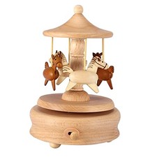 Carousel Music Box, Vintage Wooden Merry-Go-Round Horse Musical Box Beautiful