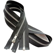 2PCS JN 5 Medium Weight Metal Jacket Zippers Separating Auto Pull - Color Black