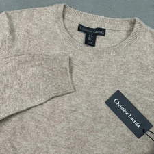 Christian Lacroix Merino Wool Cashmere Crewneck Sweater Mens S Beige Pullover