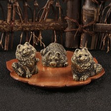 Statua cane samoiedo ottone vintage bronzo massiccio simpatico cucciolo ornamento da collezione