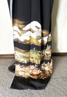 Black Tomesode Kimono, Pine, Bamboo, Plum Pattern, Gold Thread, Foil, BlackxGold — photo 5