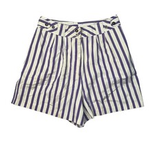 Vintage 90s High Waisted Denim Mom Shorts Striped FLAW Purple White Womens 6/8