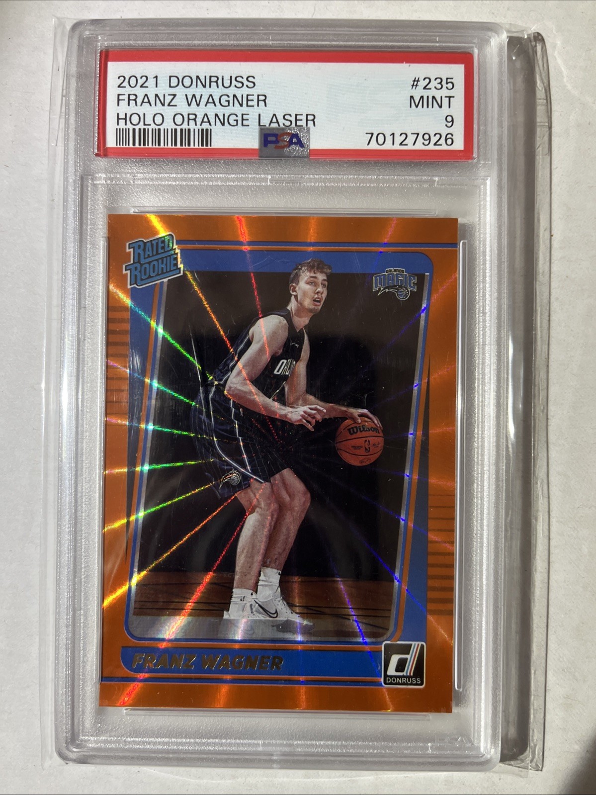 2021-22 Panini Donruss - Rated Rookie Franz Wagner #235 Holo Orange Laser (RC)