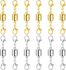 Magnetic Necklace Clasp and Closures with Double Lobster Clasp, 14K Gold and Sil