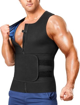 Junlan Sauna Suit for Men 2 in 1 Waist Trainer Sauna Shirt for Men Sweat Band fo