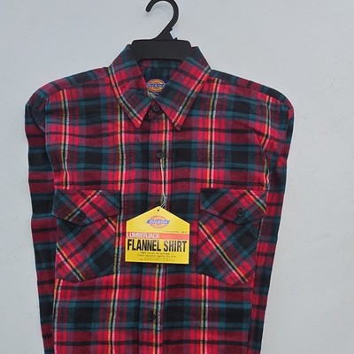 Dickies Lumberjack Flannel Shirt Men s M Plaid Red/Green/Black Button-Up Pockets