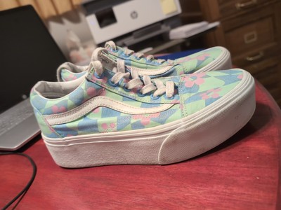 Vans Old Skool Platform Shoes Women’s Size Floral and Checkered