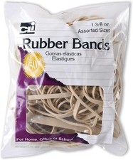 Rubber Bands, 3/8 Ounce Bags, Amber, Assorted Sizes 56381 