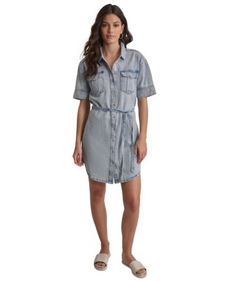 DKNY Jeans Petite Cotton Belted Utility Shirtdress-Cooper-PL