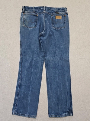 Wrangler Jeans Mens 38x32 Blue Denim Cowboy Cut Boot Western