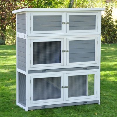 Hasenstall Schnuffi grau/weiß 114 x 42 x 101 cm
