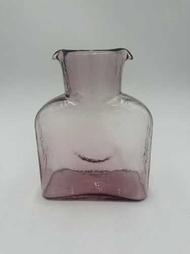 BLENKO Art Glass Water Carafe Orchid Pale Amethyst Double Spout Pitcher Purple