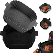 Reusable Square Silicone Air Fryer Liners 2 Pack for 3 to 6QT 7.6 Inch Non-Stick