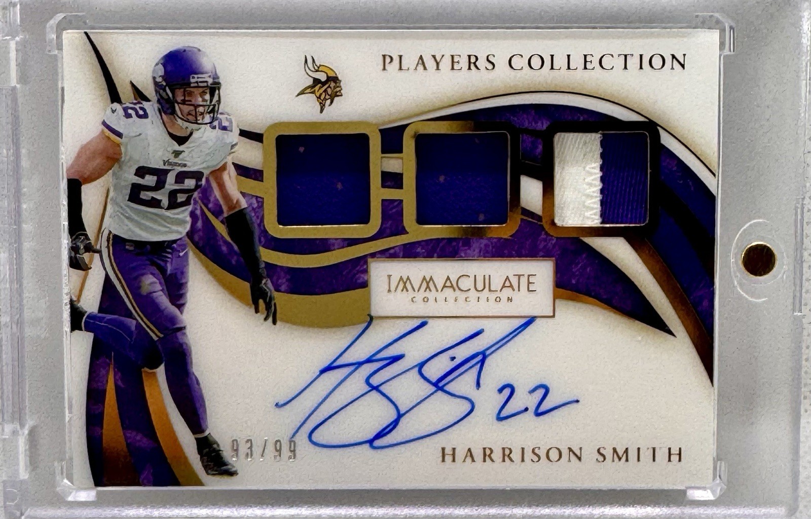 Panini 2020 Immaculate Harrison Smith Players Collection Auto Patch PC-HS /99