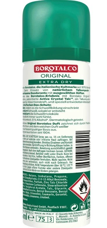 10x 45 ml Borotalco Deo Spray Original Mini Deodorant 48h Schutz 0% Alkocol neu - Bild 4 von 4