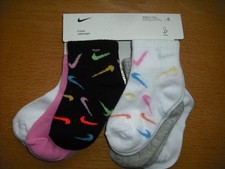 Toddler Girls NWT NIKE Socks Ankle 6prs Swooshfetti Pink Black Lightwt Ages 2-4