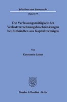 Konstantin Lainer / Die VerfassungsmäßIgkeit Der Verlustverrec ...9783428187263