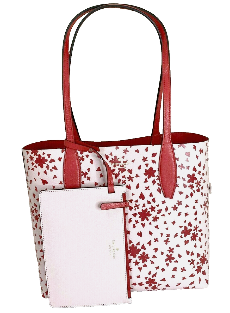 【kate spade】リバーシブルトートバッグ(幾何学模様) New Kate Spade Small Reversible Tote with Pouch Love Shack Red