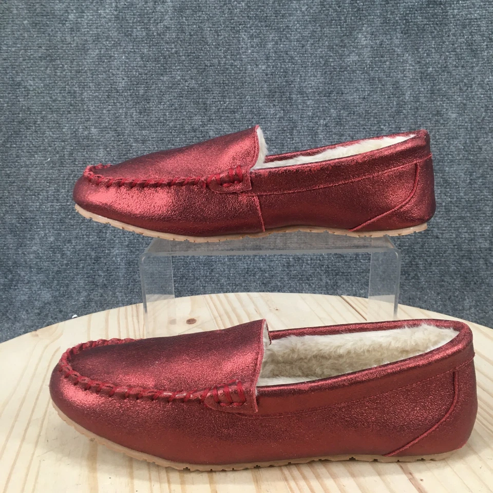 Chinelos Clarks Feminino 9M Mocassim Couro Vermelho Pele Sintética Metálica A459228 - Imagem 2 de 4