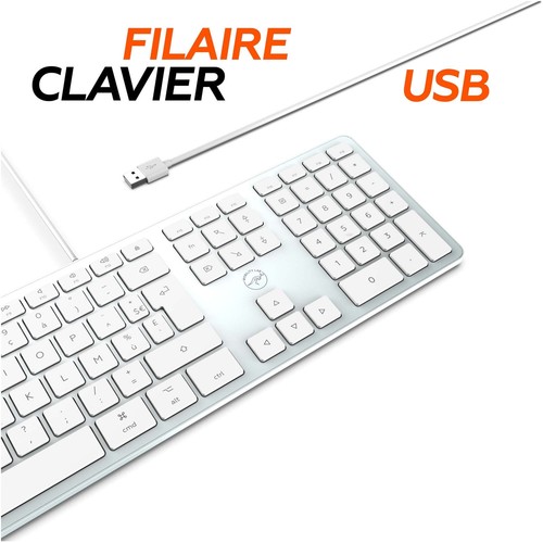 Mobility Lab USB Clavier français AZERTY filaire pour Mac – blanc et argenté - Zdjęcie 6 z 8
