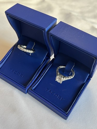Petite Crescent RoyalT Round Solitaire Engagement Ring and Petite Wedding Band - Picture 10 of 11