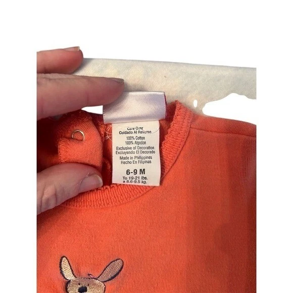 Gráfico de jardín vintage Carters bebé 6-9 meses naranja de una pieza conejito Foto 3 de 4