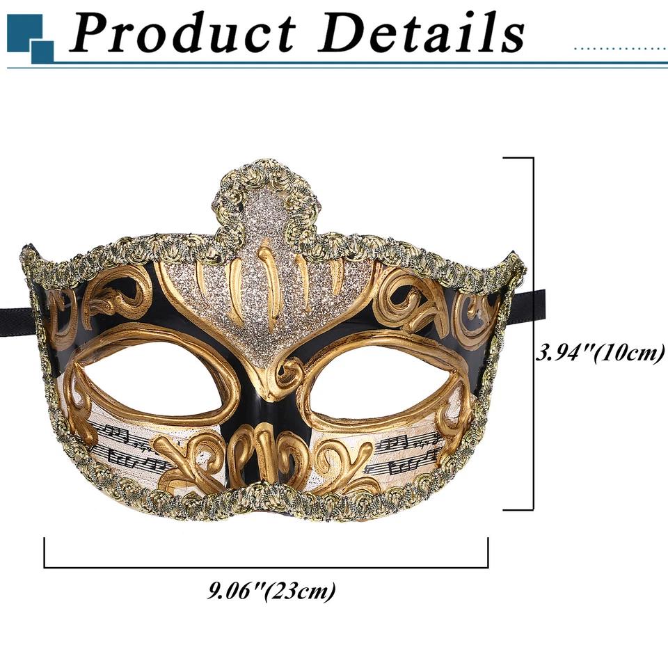 Venetian Masquerade Mask for Men Mardi Gras Ball Party Halloween Costume Mask - Image 2 of 2