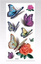 temp tattoos for adults 3D rose butterfly temporary tattoo